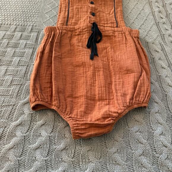 Gauze Material Rust Orange Bubble Romper ~ 4 - Picture 7 of 9